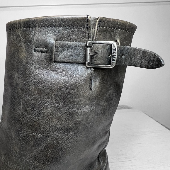 Frye Veronica Short Burnished Antique Gray Slouch Engineer Moto Boots - Picture 7 of 16